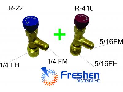 Juego de Válvula Llave De Acceso para Split R-22 1/4 x 1/4 + R-410 5/16 x 5/16