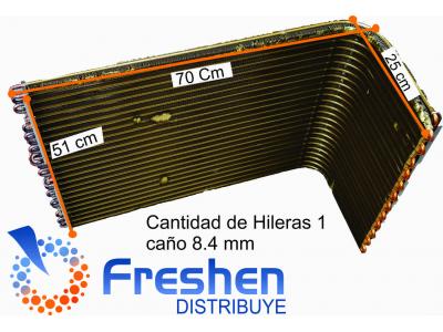 Serpentina Radiador Condensador Aire Acondicionado Split 70 x 25 x 51 cm  1 hilera caño 8.4 mm