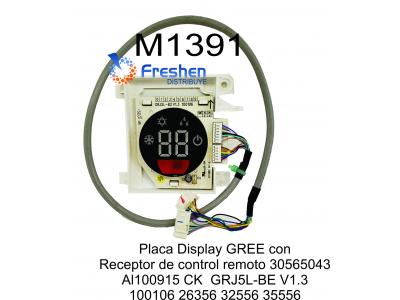 Placa Display GREE con Receptor de control remoto 30565043 Al100915 CK  GRJ5L-BE V1.3 100106 26356 32556 35556