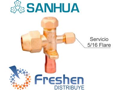 Valvula de Servicio Split  SANHUA 3/8 R-410 Servicio 5/16 SSV3