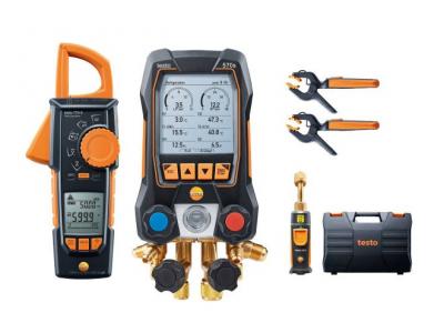 Manifold testo 570s Smart Kit 4 - Manifold Digital con sondas de temperatura inalámbricas, maletín, Sensor de vacio 552i + PINZA AMPEROMETRICA 770-3