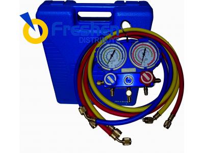 Manifold VALUE R-32 R-134 R-410 R-407 con maletín y Mangueras 120 VMG-2-R32 incluye 1 adaptador 5/16 FM a 1/4 FH