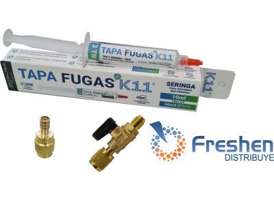 Tapa Sella fuga k11 Jeringa x 10 ml kit r-410 + adaptador 5/16 FH + llave Bola 5/16 FM X 5/16 FH