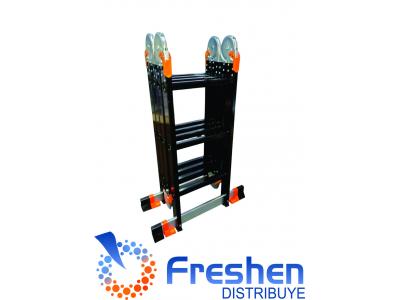 Escalera De Aluminio Articulada 4x3  4 MT  COOLTECH Hasta 150kg Negra  HVJ-43T Peso 13.2 kg