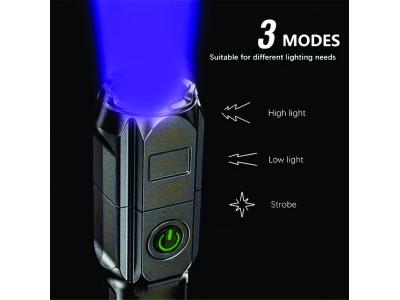 Linterna Ultravioleta con 3 Modos y Zoom, USB