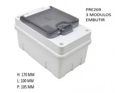 Caja plastica para termica con Tapa  Marca Roker PRE 269 3 modulos